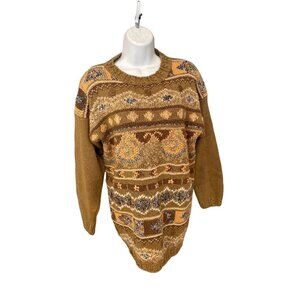 Crystal Kobe Vintage Brown Cable Knit Sweater Sz M